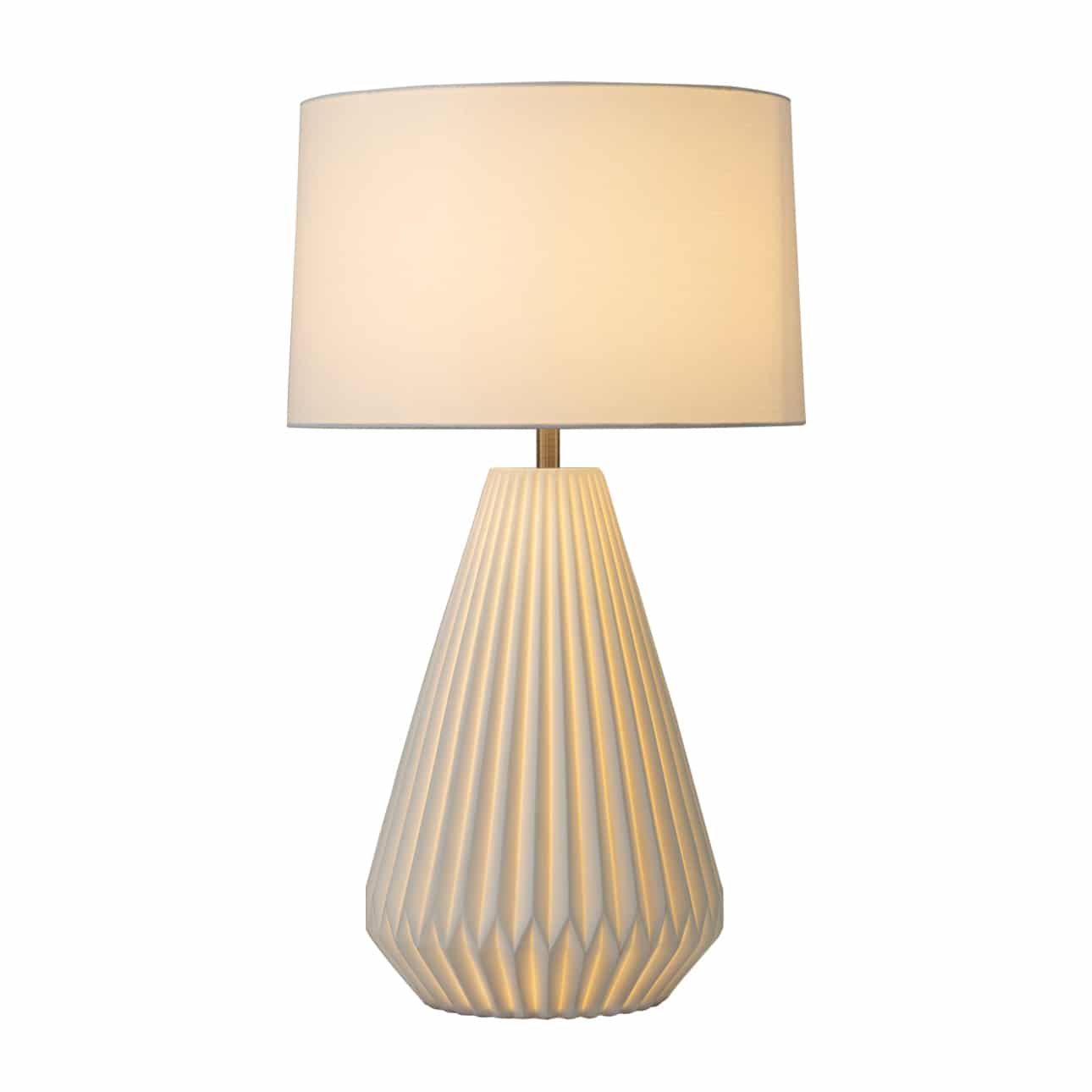 Concord Table Lamp - Translucent Bone Porcelain, Weathered Brass, Linen Shade