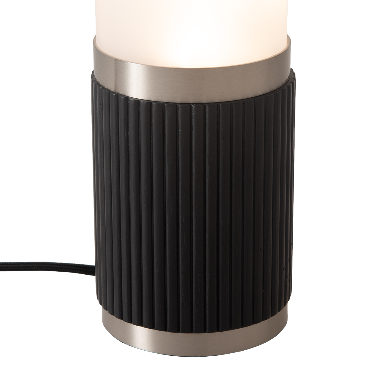 Tambo Cylindro 18" Petite Accent Table Lamp, Black Oak, Satin Nickel