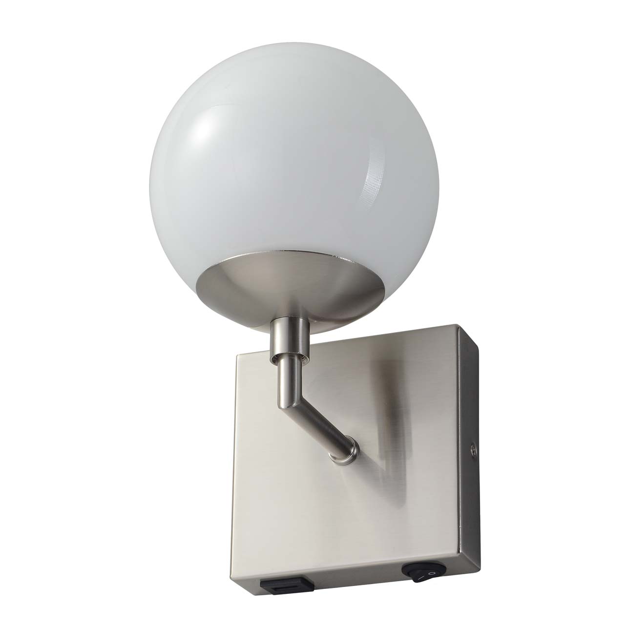 Globe Wall Sconce in Satin Nickel with Plug In Rocker Switch