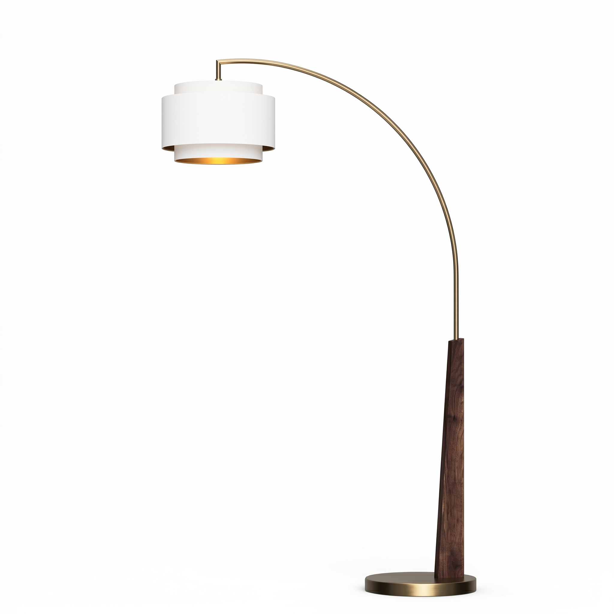 Coronado One Light Arc Floor Lamp in Dark Walnut and Weathered Brass