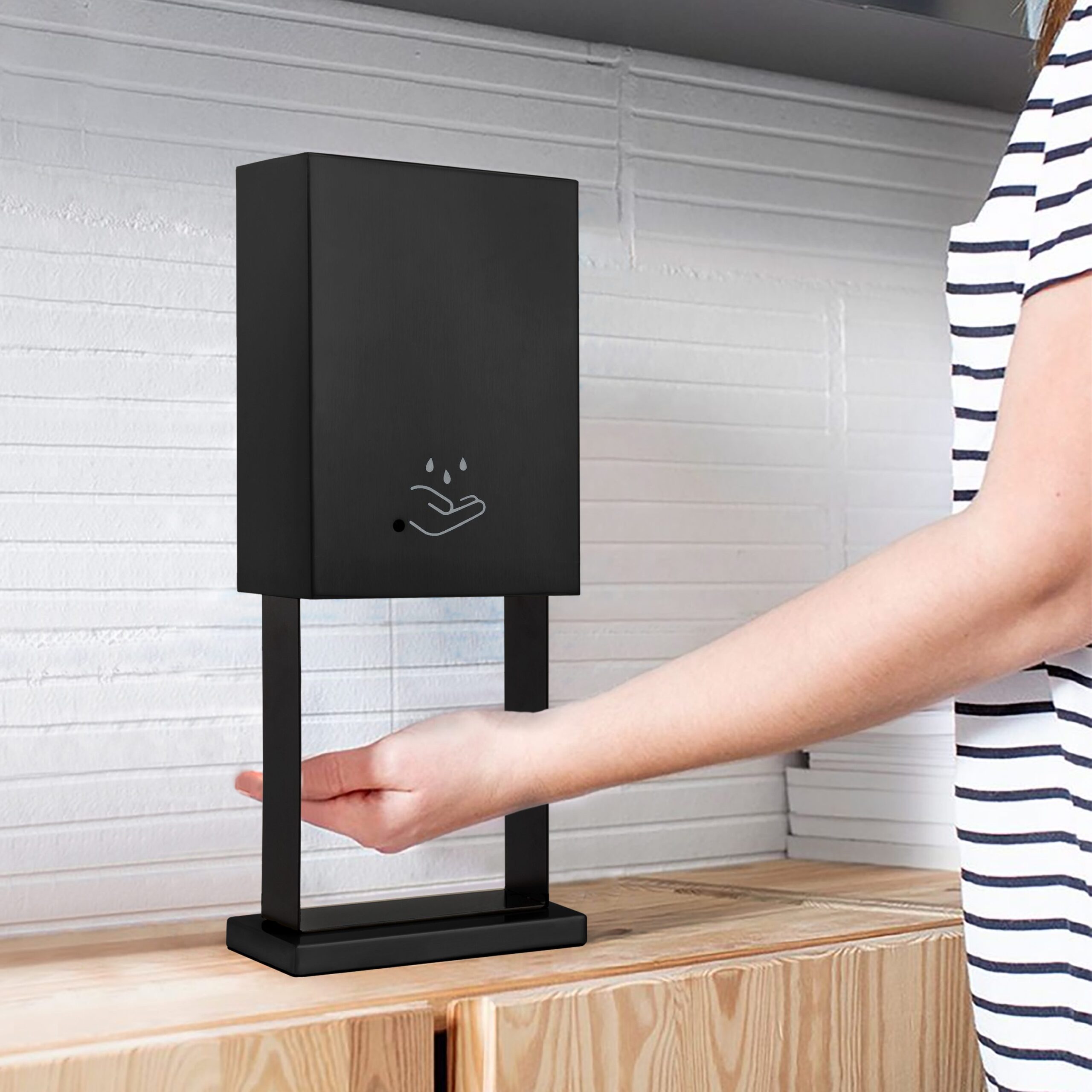 Luxe Tabletop Hand Sanitizer Dispenser in Black with Touch Free Use