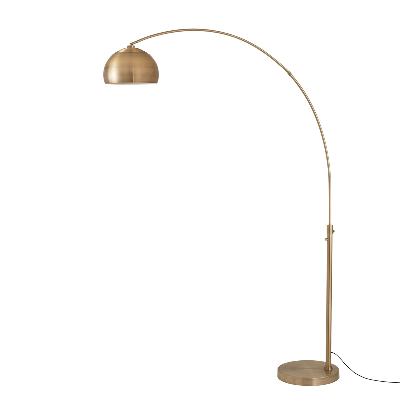 Float 92"H 1-Light Arc Lamp, Weathered Brass Shade,Base & Body, Dimmable, for Living Room or Bedroom