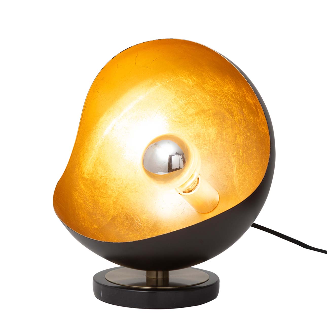 Luna Bella Accent Table Lamp in Matte Black and Gold Leaf