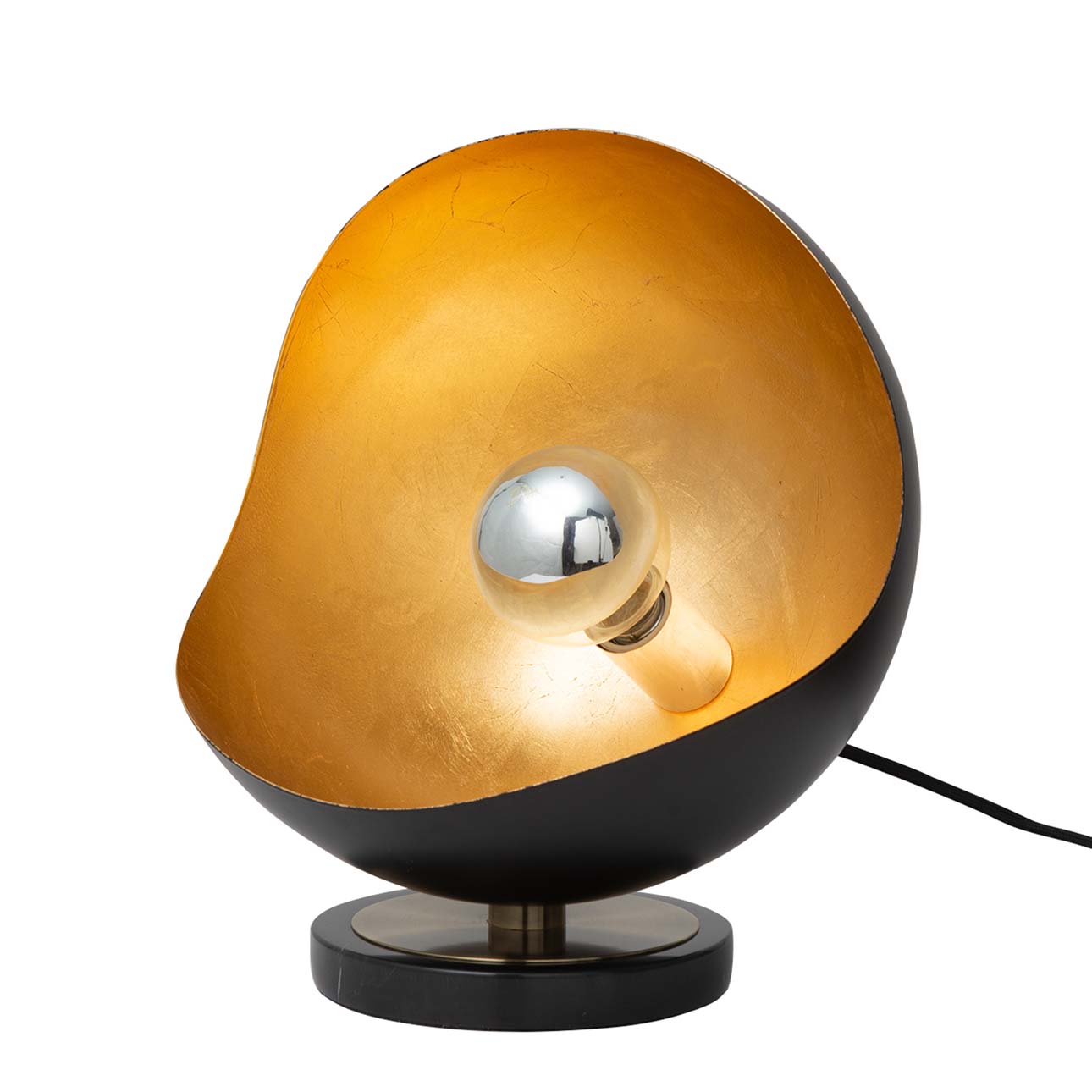 Luna Bella Accent Table Lamp in Matte Black and Gold Leaf