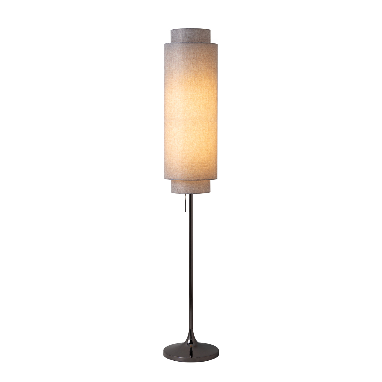 Lollipop Floor Lamp in Black Nickel with Cashmere Gray Double Linen Shade