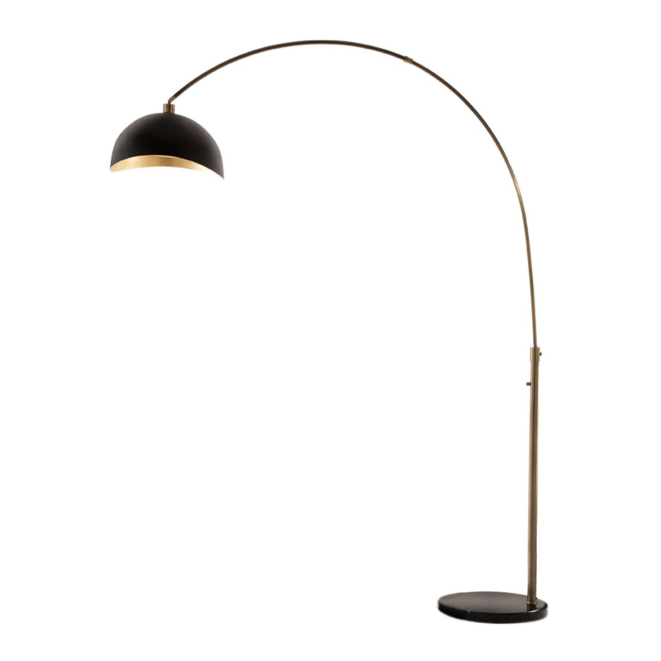 Luna Bella Arc Floor Lamp - 92", Weathered Brass, Matte Black/Gold Leaf Shade, Marble base, Dimmer Switch