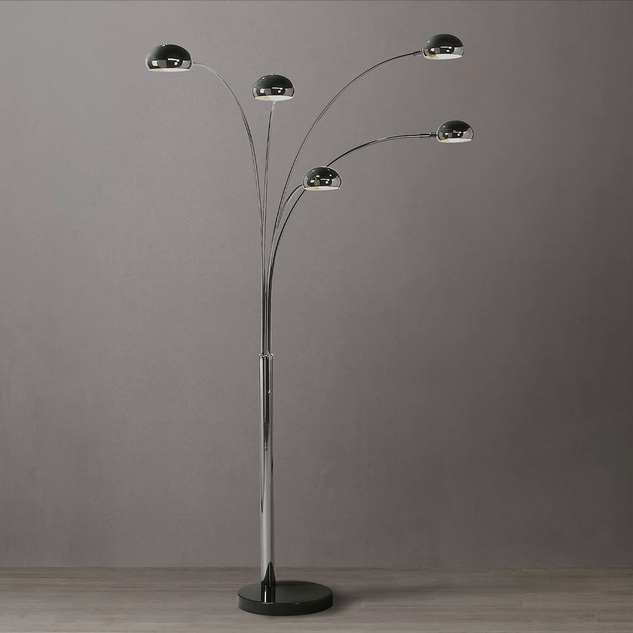 Original 1963 Mushroom 5 Light Arc Floor Lamp - Black Nickel