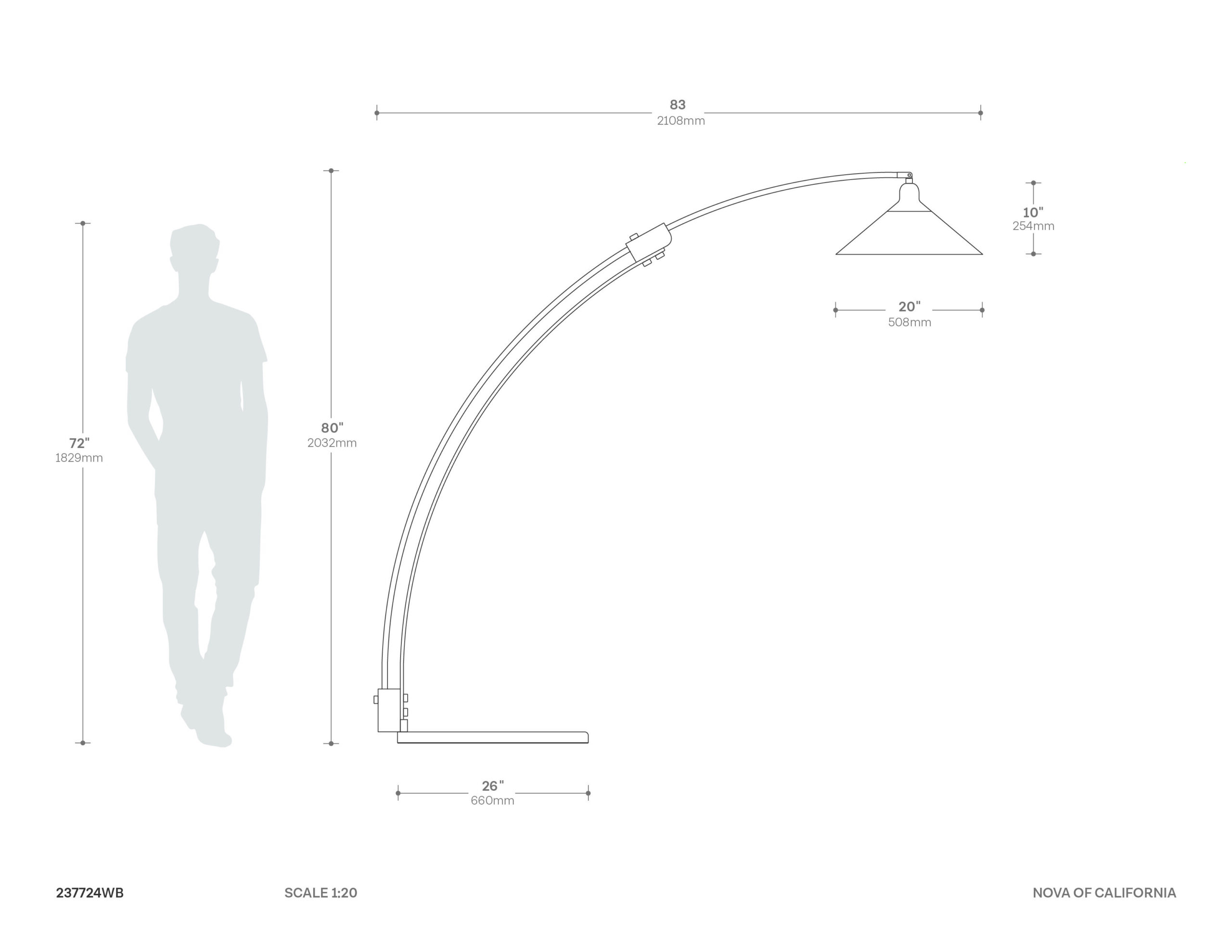 Melmar Arc Floor Lamp in Brass with Warm Glow