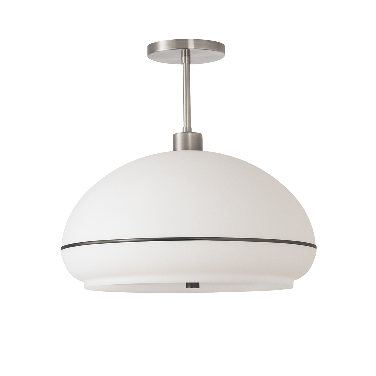 Morelli Semi Flush Mount, Black Nickel Lucite Shade, Satin Nickel Steel Body, Steel Steel Base, Not Included ELV Dimmer