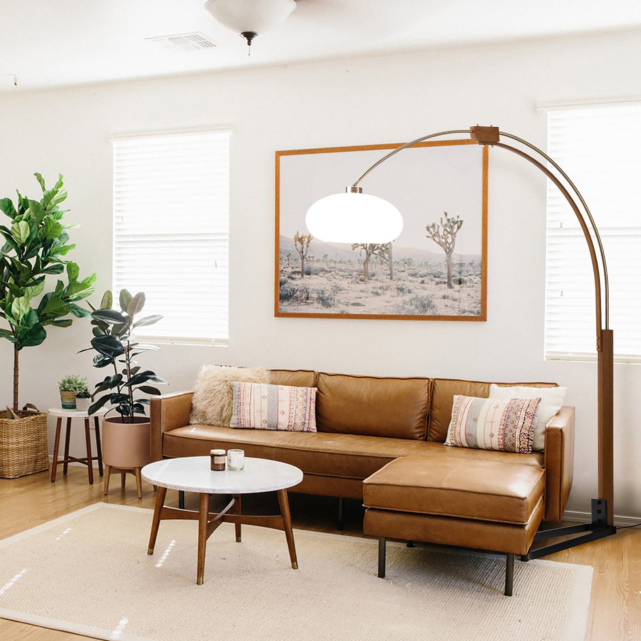 Original 1961 Morelli Arc Floor Lamp - Weathered Brass & Walnut