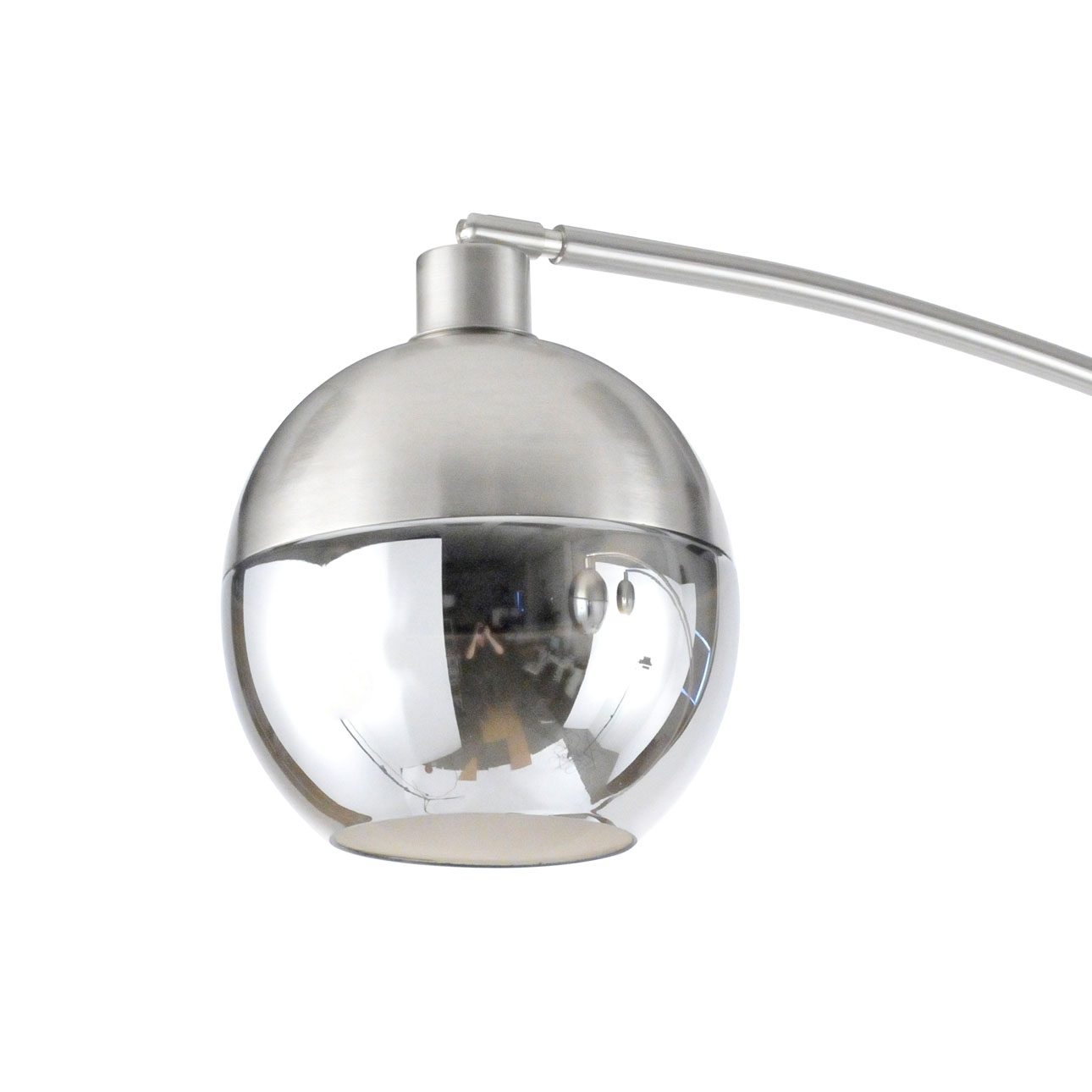 Orson Three Light Arc Floor Lamp with Smoky Mirrored Globes