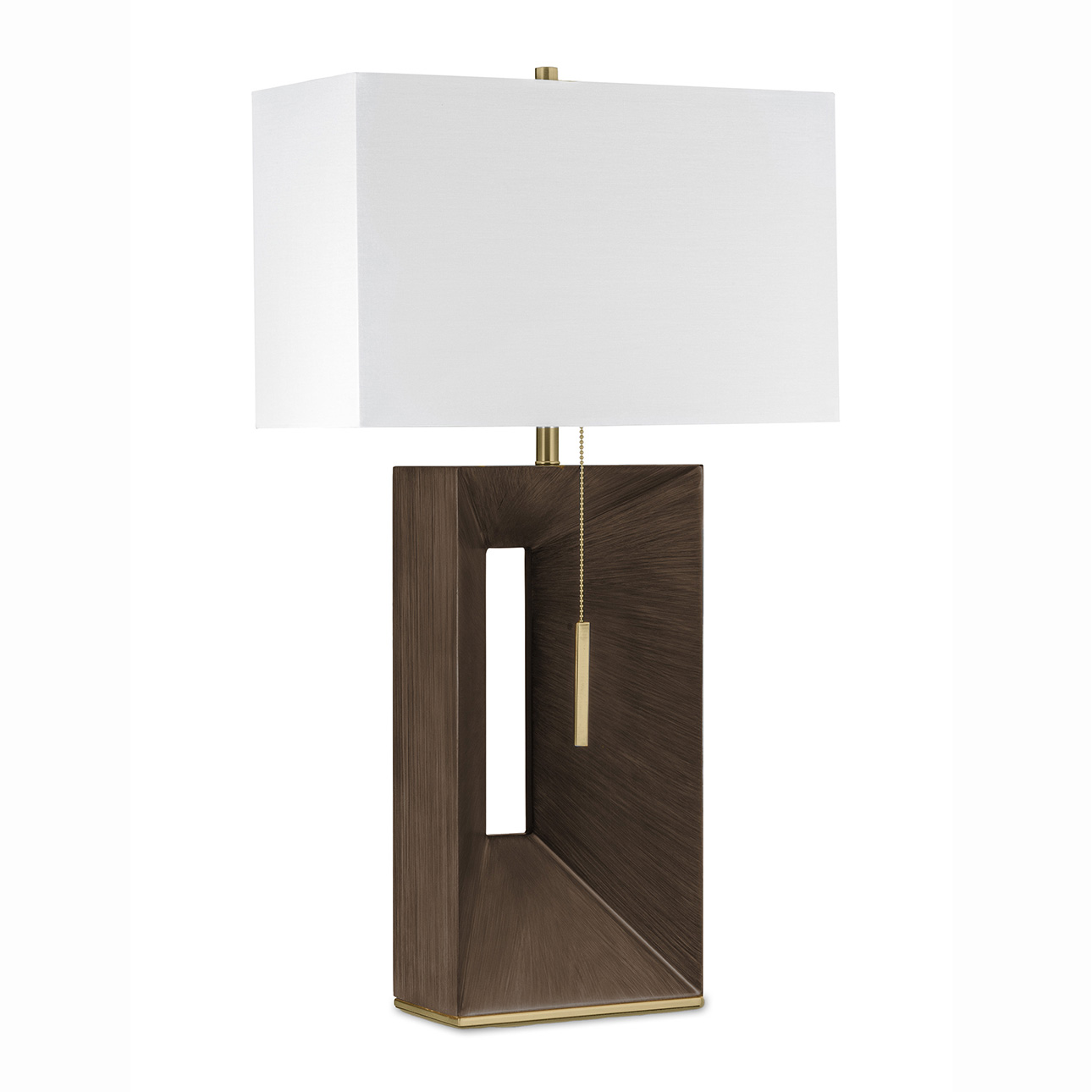 Parallux Standing Table Lamp in Walnut and Weathered Brass