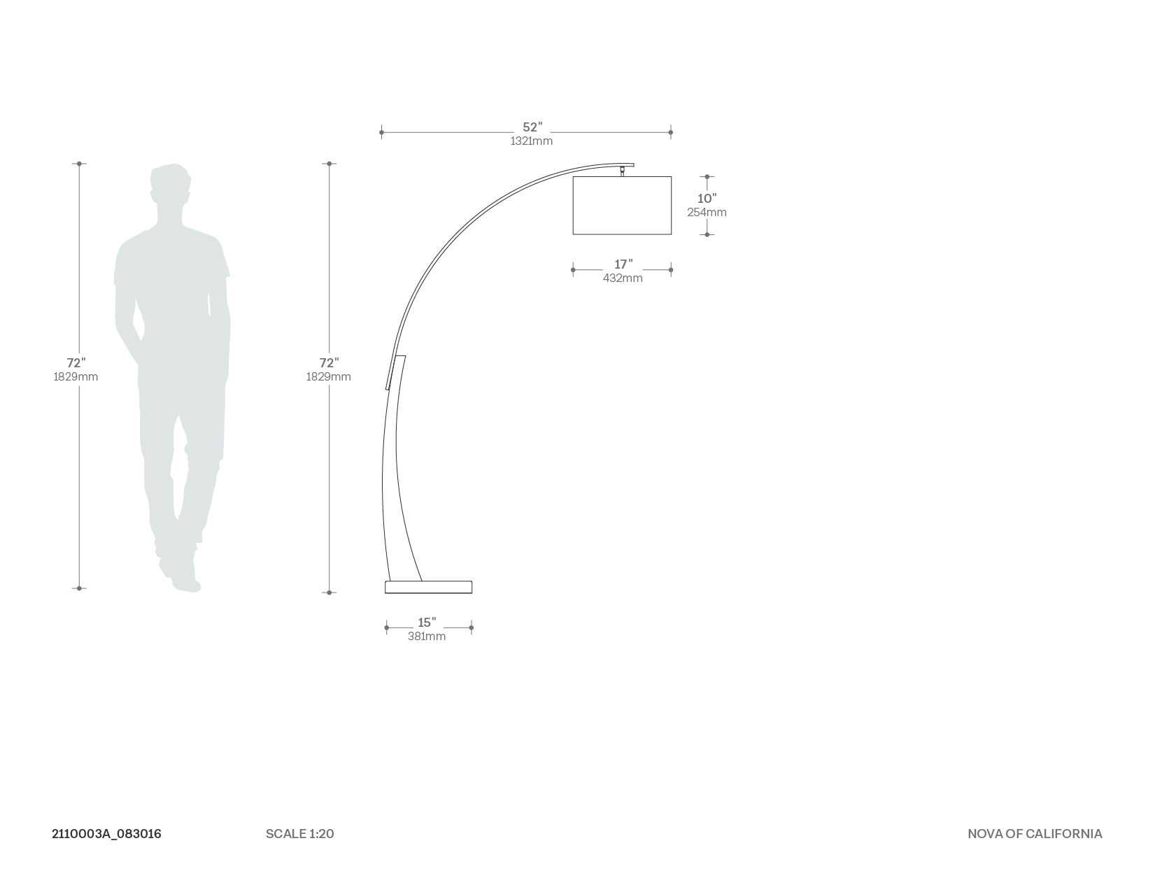 Plimpton Arc Floor Lamp in Brushed Nickel and Espresso