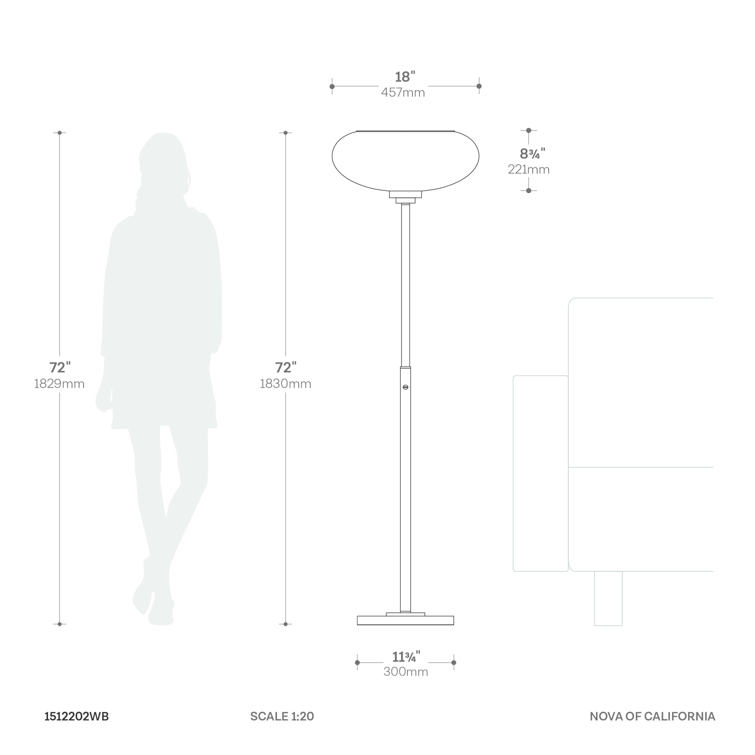 Morelli Torchiere Floor Lamp in Weathered Brass with Lucite Shade
