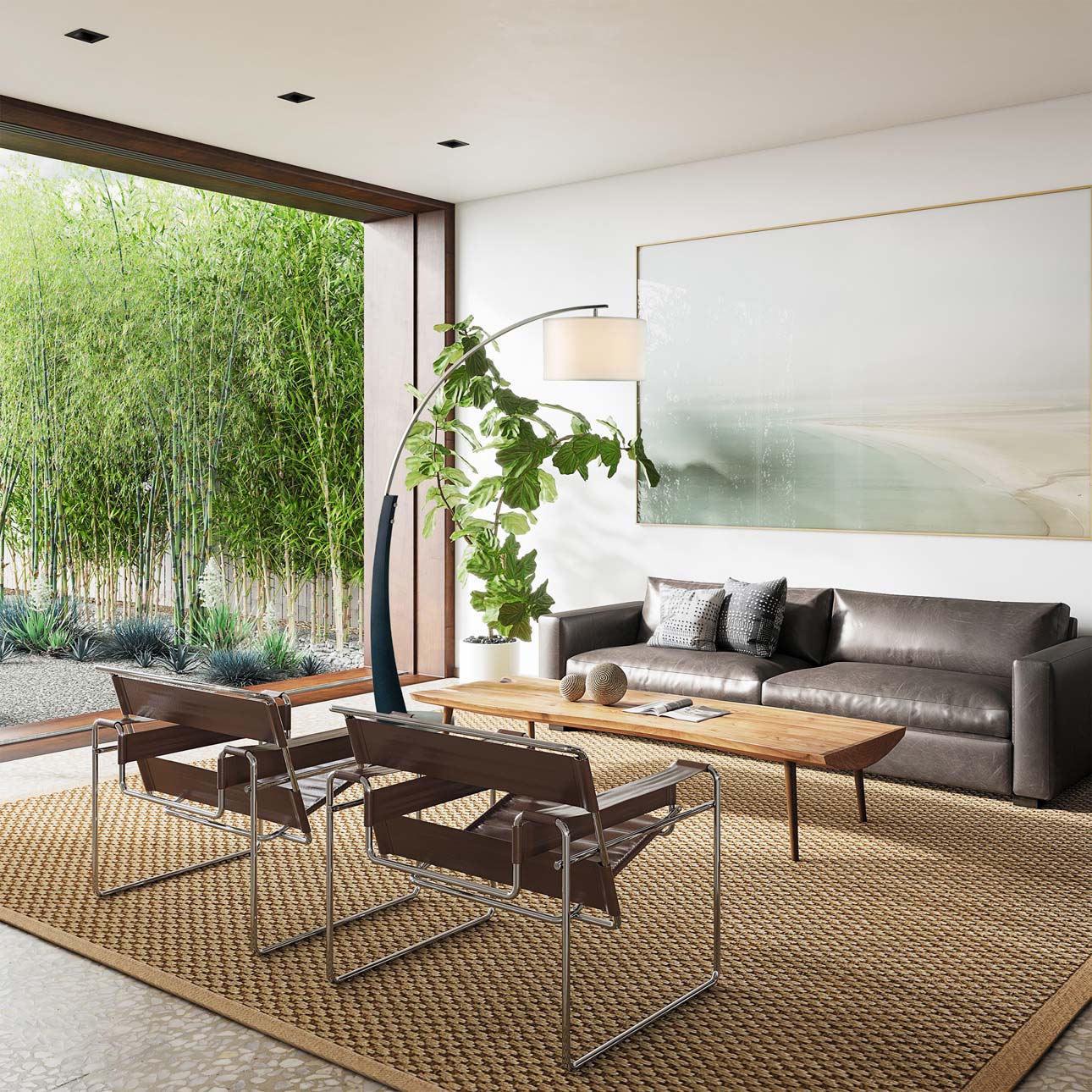 Plimpton Arc Floor Lamp in Brushed Nickel and Espresso