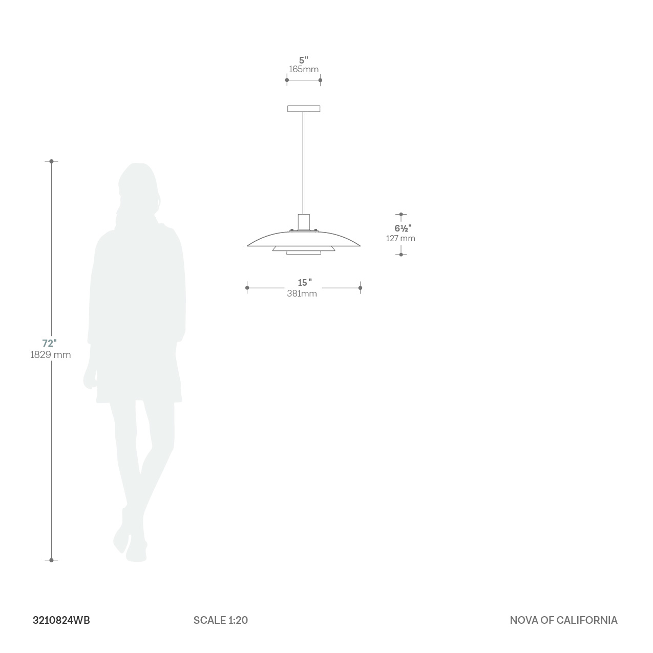 Rancho Mirage Large 15" OD Pendant Light - Matte Black