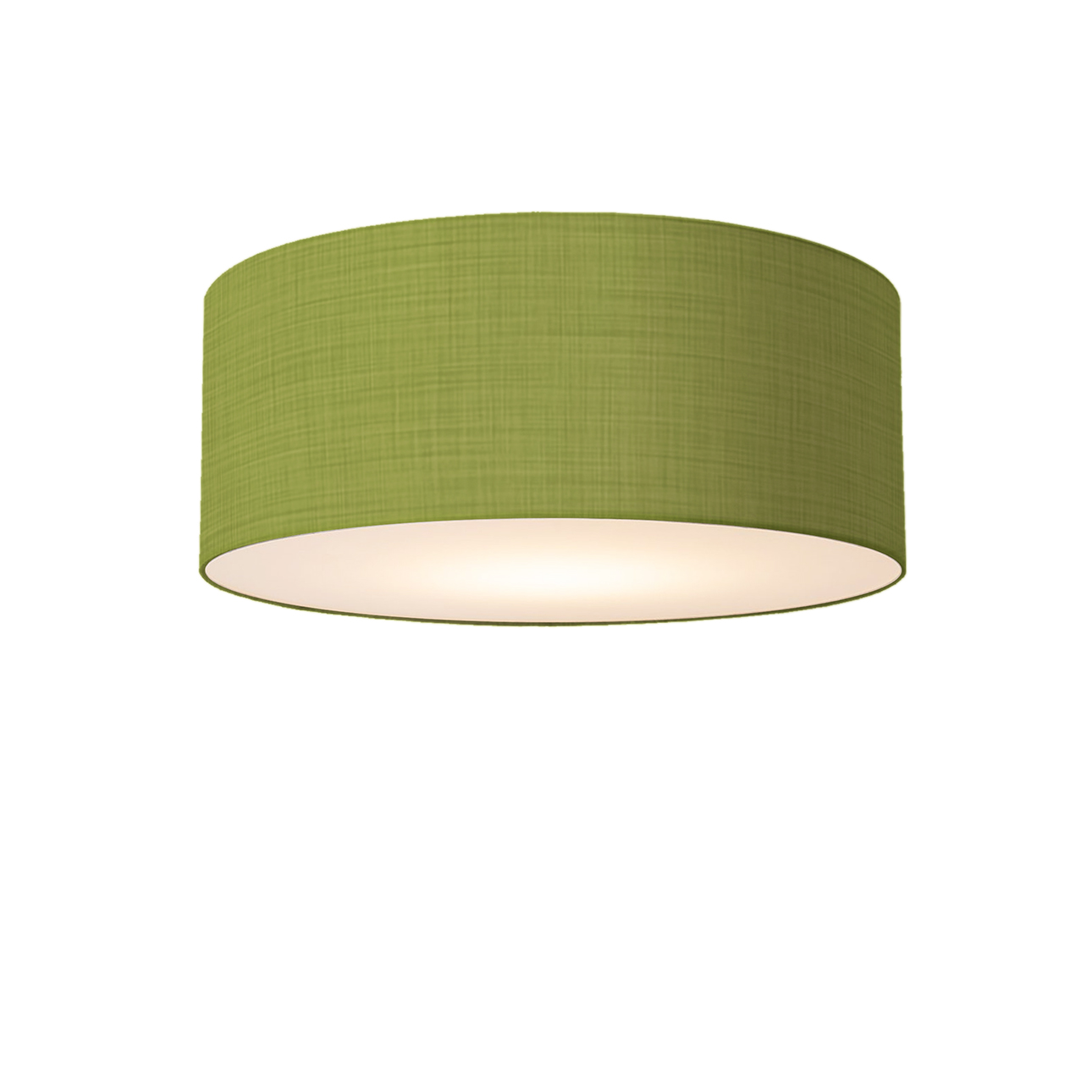 Stretch Flush Mount, Linen Shade, Weathered Brass – Avocado