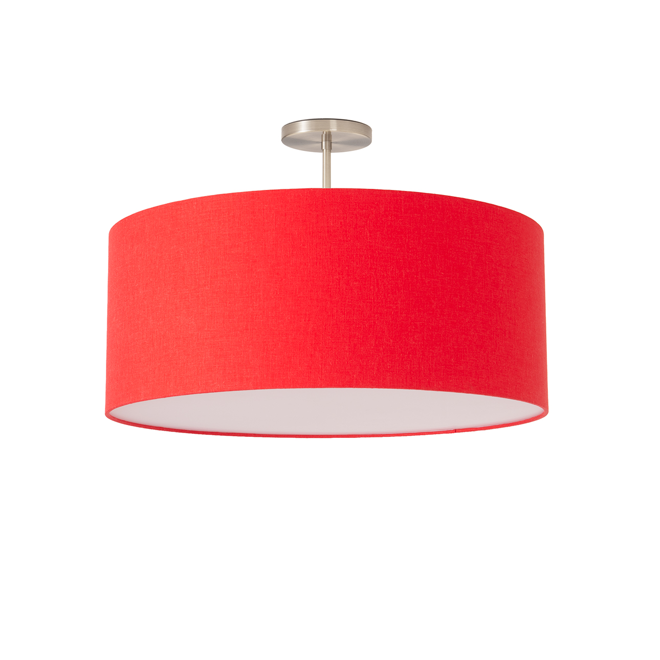 Stretch Semi Flush Mount, Drum Crimson Red , Satin Nickel Steel Body, Satin Nickel Steel Base, Not Included ELV Dimmer