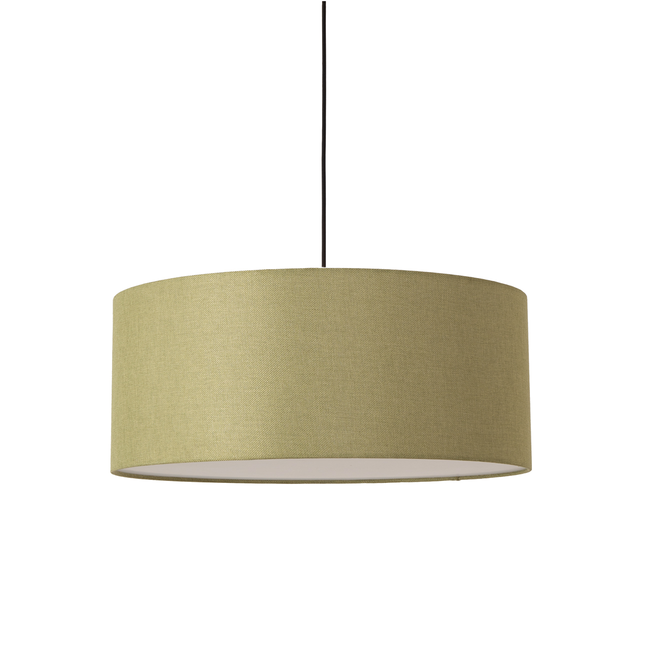 Stretch Pendant, Avocado Linen Shade, Weathered Brass