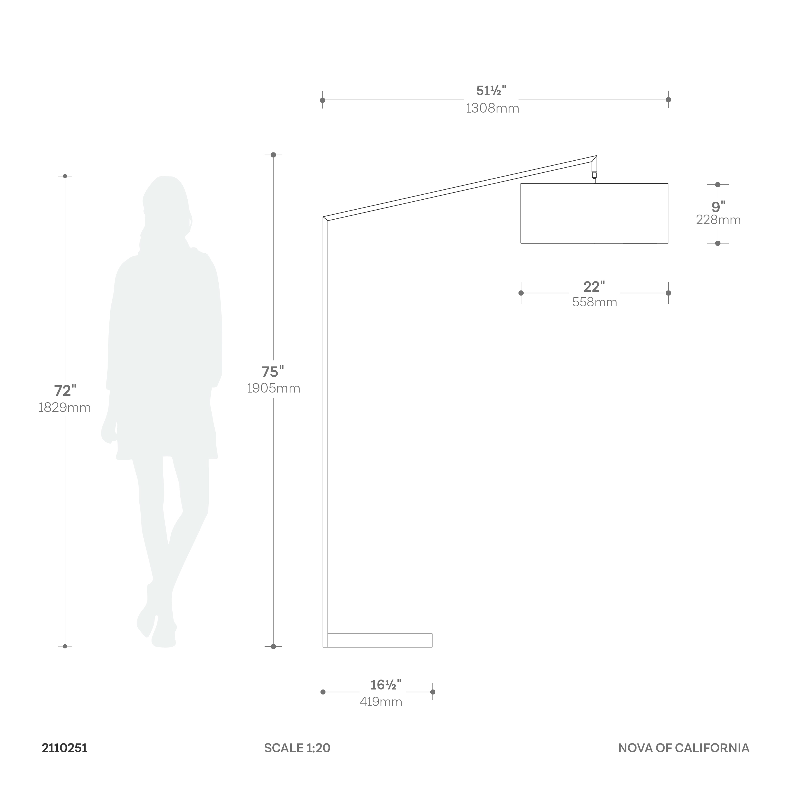Stretch 75″H 1-Light Chairside Arc Lamp, White Body, Dimmable, for Living Room or Bedroom