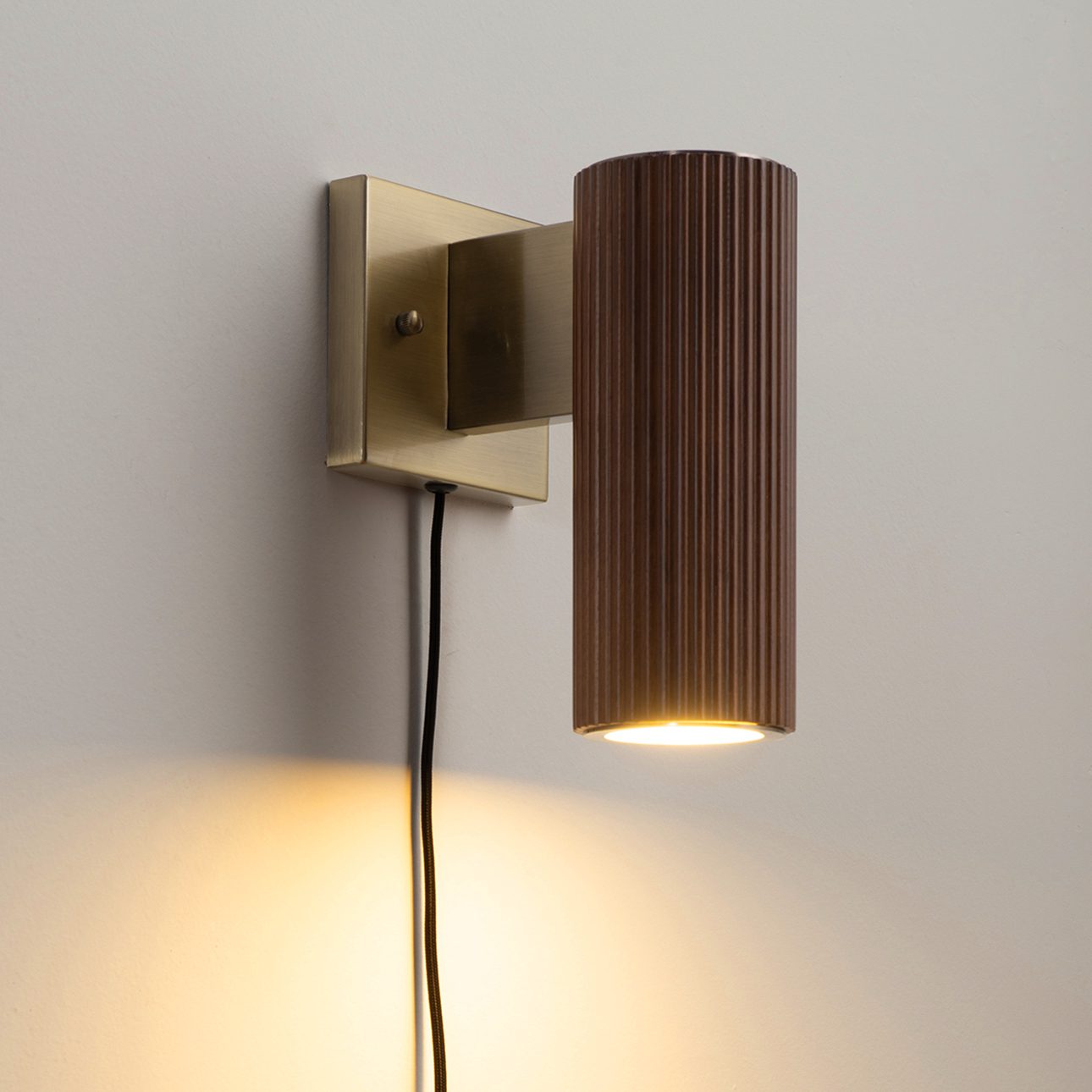 Tambo Walnut Wall Sconce with Warm Brass Accent