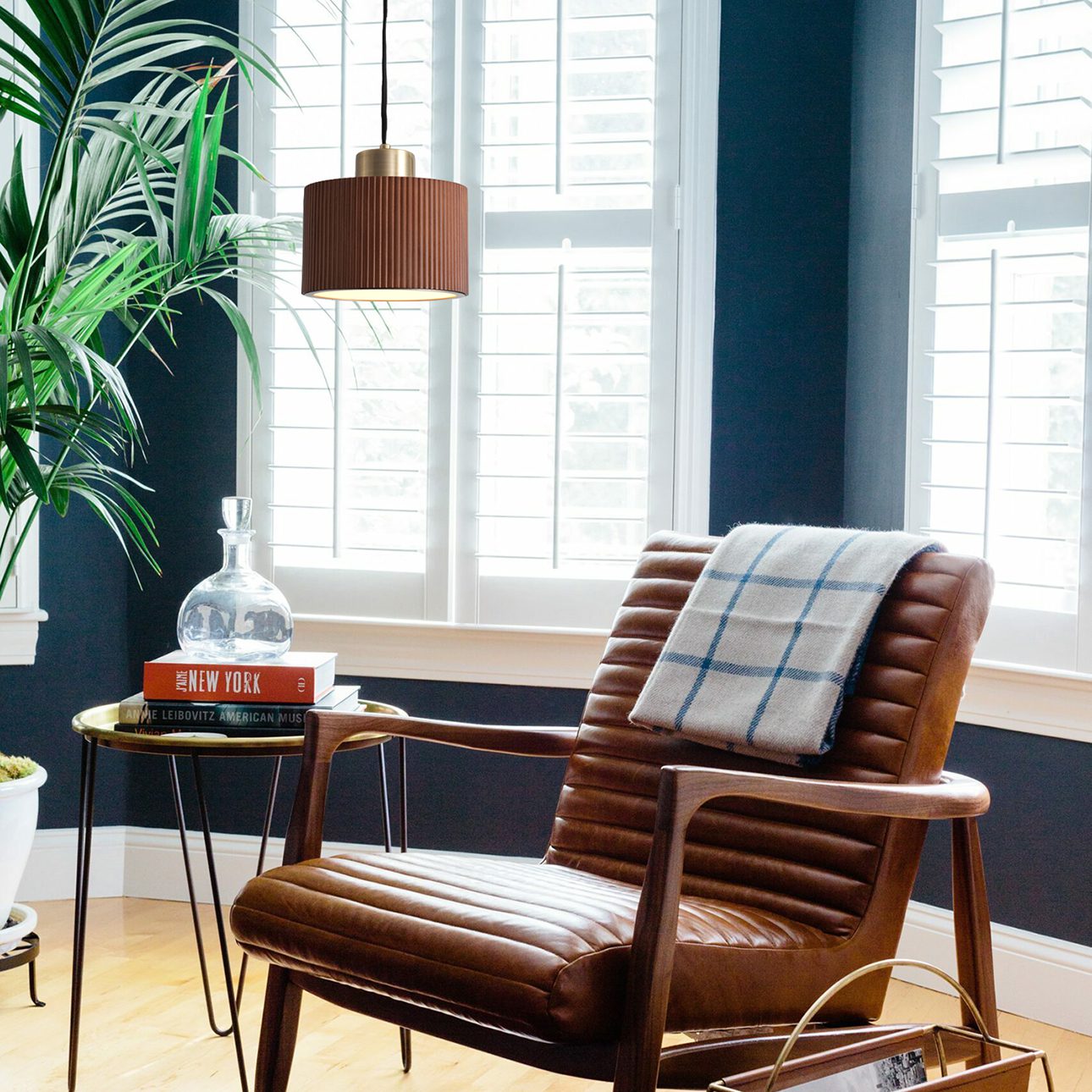 Tambo Pendant Light in Walnut with Brass Accent