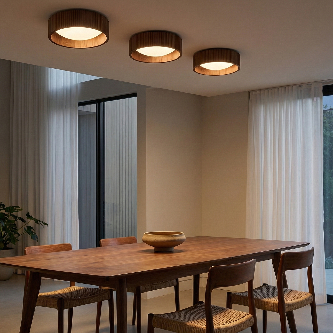 Tambo 14" Flush Mount Ceiling Light - Dark Walnut