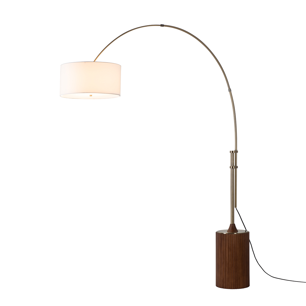 Tambo 92" Arc Floor Lamp, Dark Walnut/Weathered Brass, Dimmable