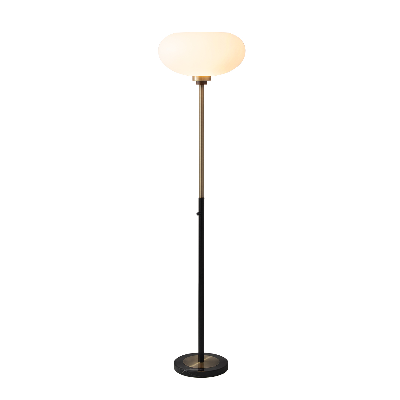 Morelli Torchiere Floor Lamp in Weathered Brass with Lucite Shade