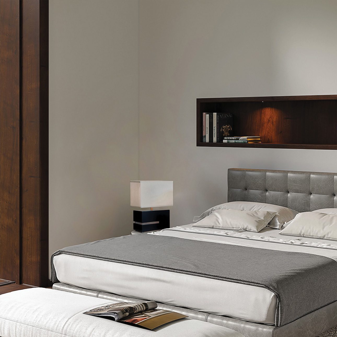 Zen Reclining Table Lamp with Night Light - Dark Brown