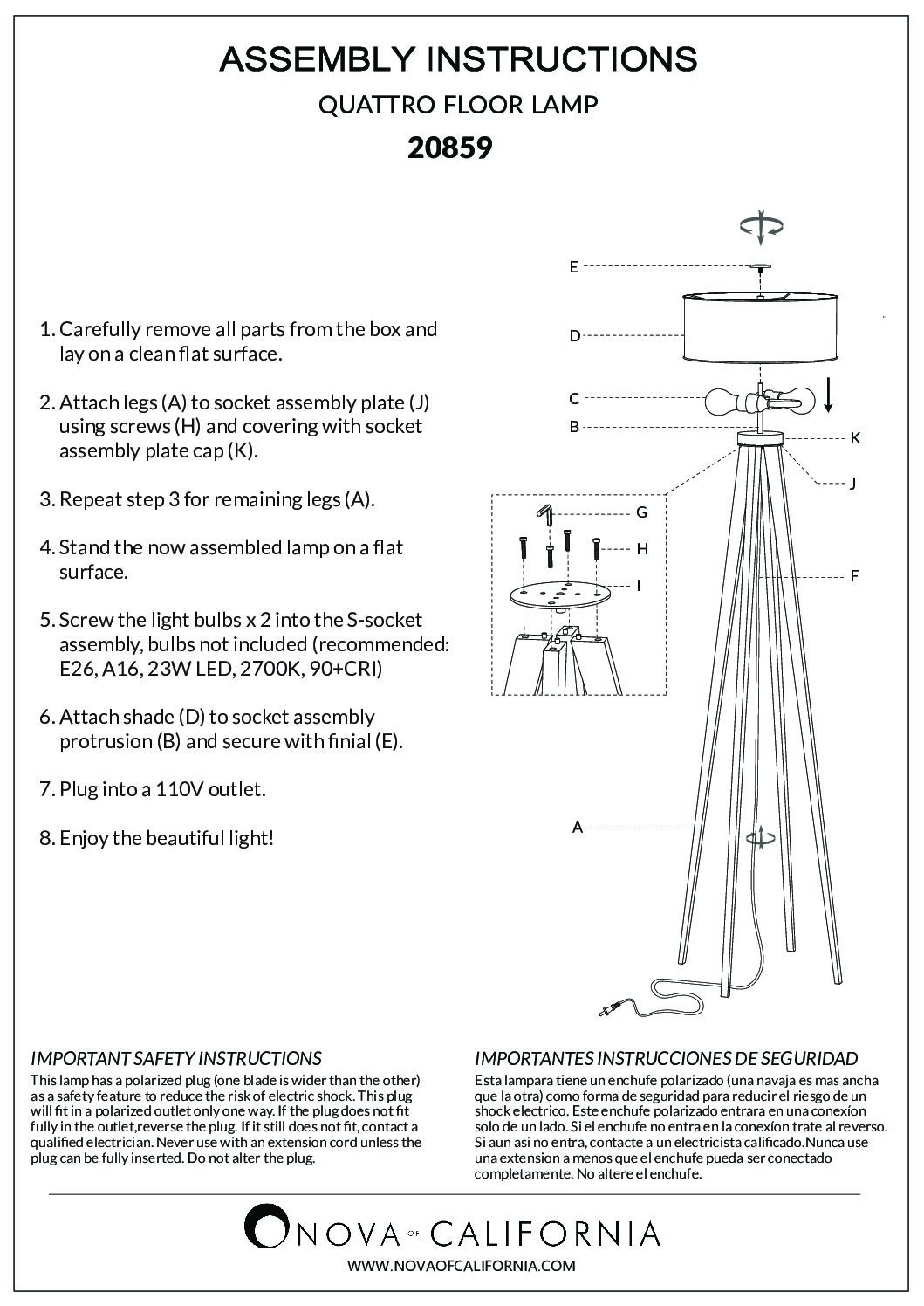 Quattro Floor Lamp - Dark Walnut