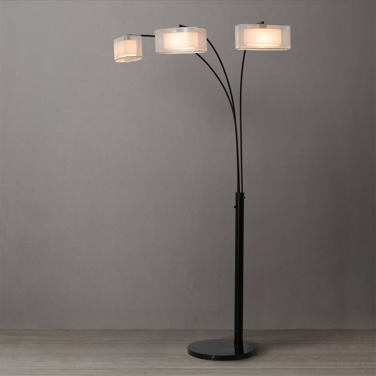 Amarillo Three Light Arc Floor Lamp for Living Room Spaces