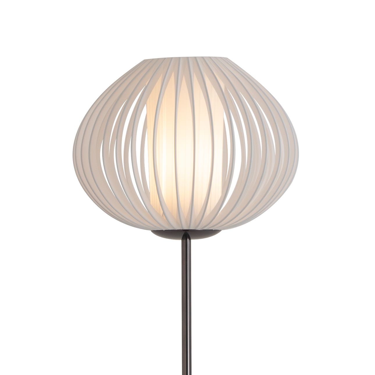 Bloom Torchiere Floor Lamp in Black Nickel with Satin White Shade and Black Marble Base