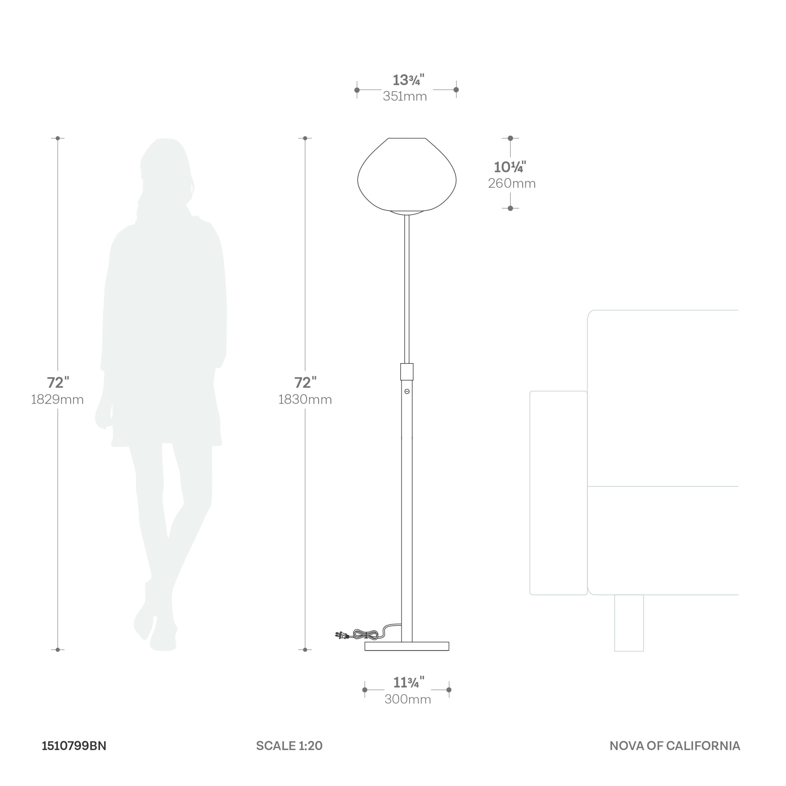 Bloom Torchiere Floor Lamp in Black Nickel with Satin White Shade and Black Marble Base