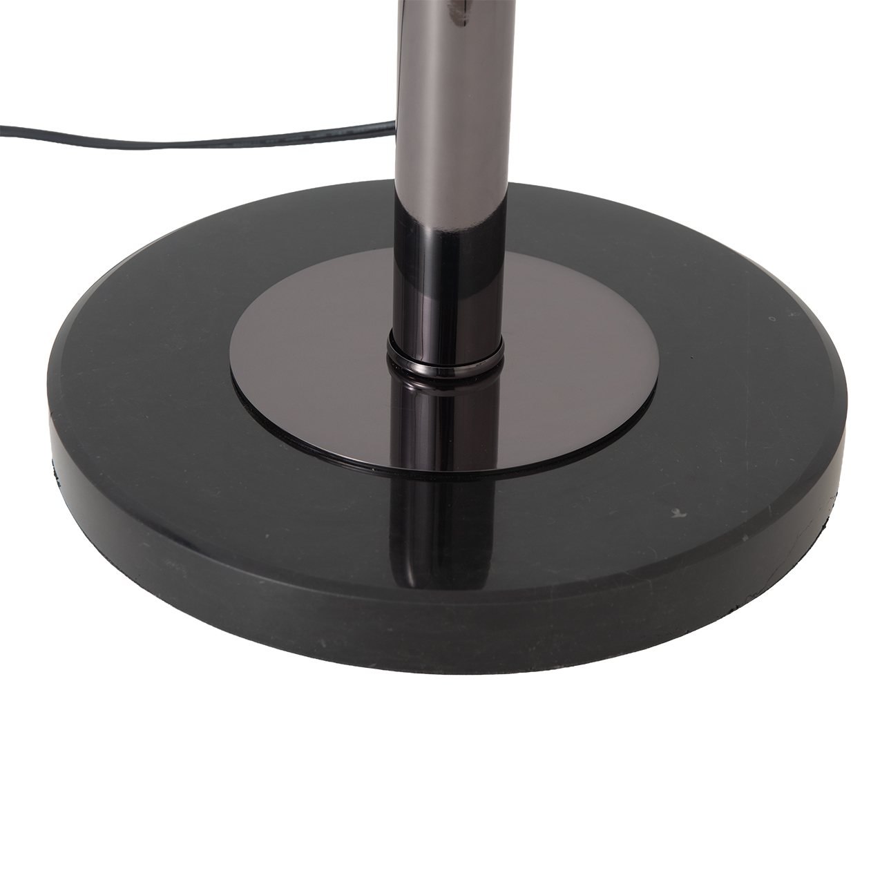 Bloom Torchiere Floor Lamp in Black Nickel with Satin White Shade and Black Marble Base