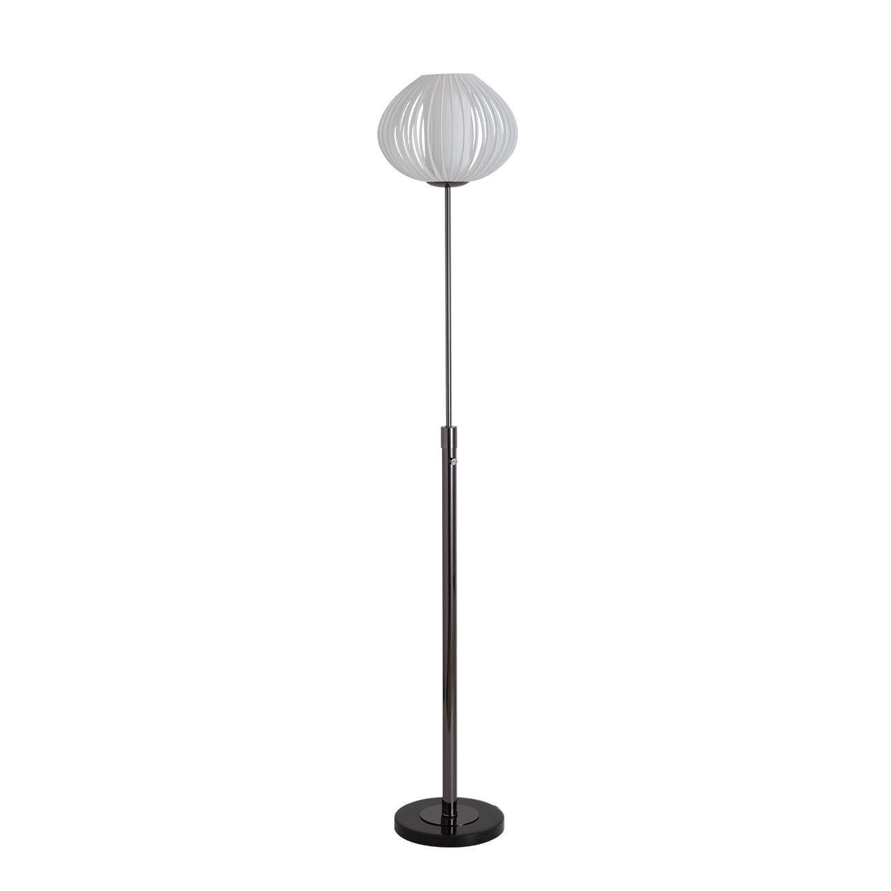 Bloom Torchiere Floor Lamp in Black Nickel with Satin White Shade and Black Marble Base