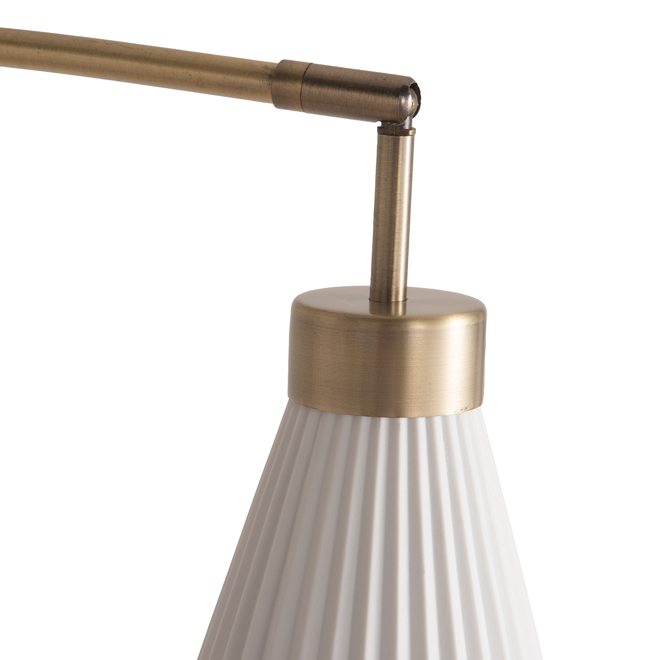 Concord Bone Porcelain Shade 3 Light Arc Floor Lamp – 85″, Weathered Brass & Walnut, Dimmer Switch
