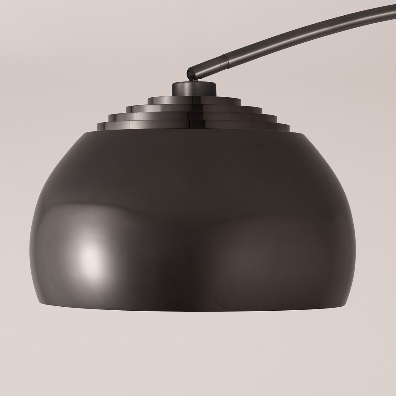 Half Dome 92″H 1-Light Arc Lamp, , Black Nickel Black Nickel Steel Base, Column Stem Switch