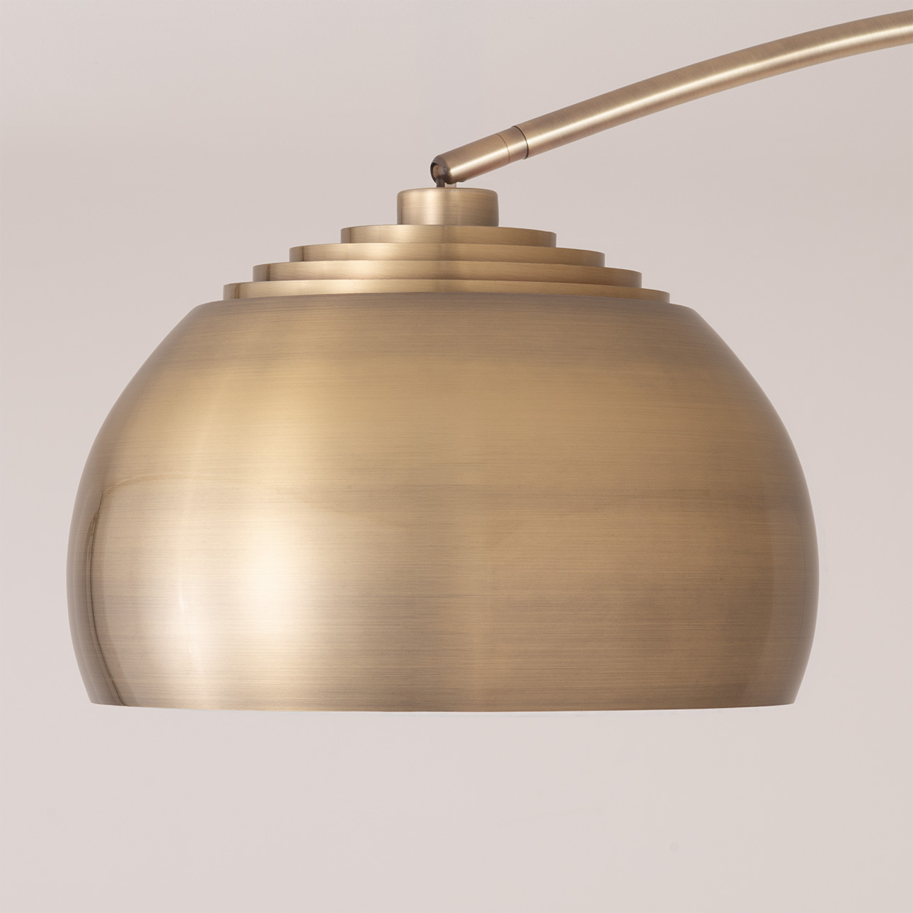 Half Dome Wall Mounted Arc Lamp, 13″D Steel Shade, Weathered Brass Dimmable for Living Room or Bedroom