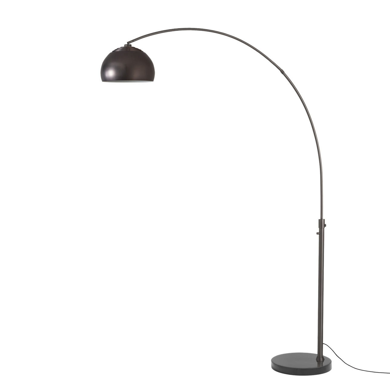 Half Dome 92"H 1-Light Arc Lamp, , Black Nickel Black Marble Base, Column Stem Switch