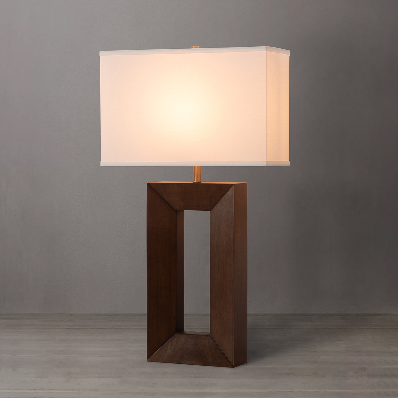 Julie Standing Table Lamp in Dark Walnut/Ebony Wood with Warm Glow