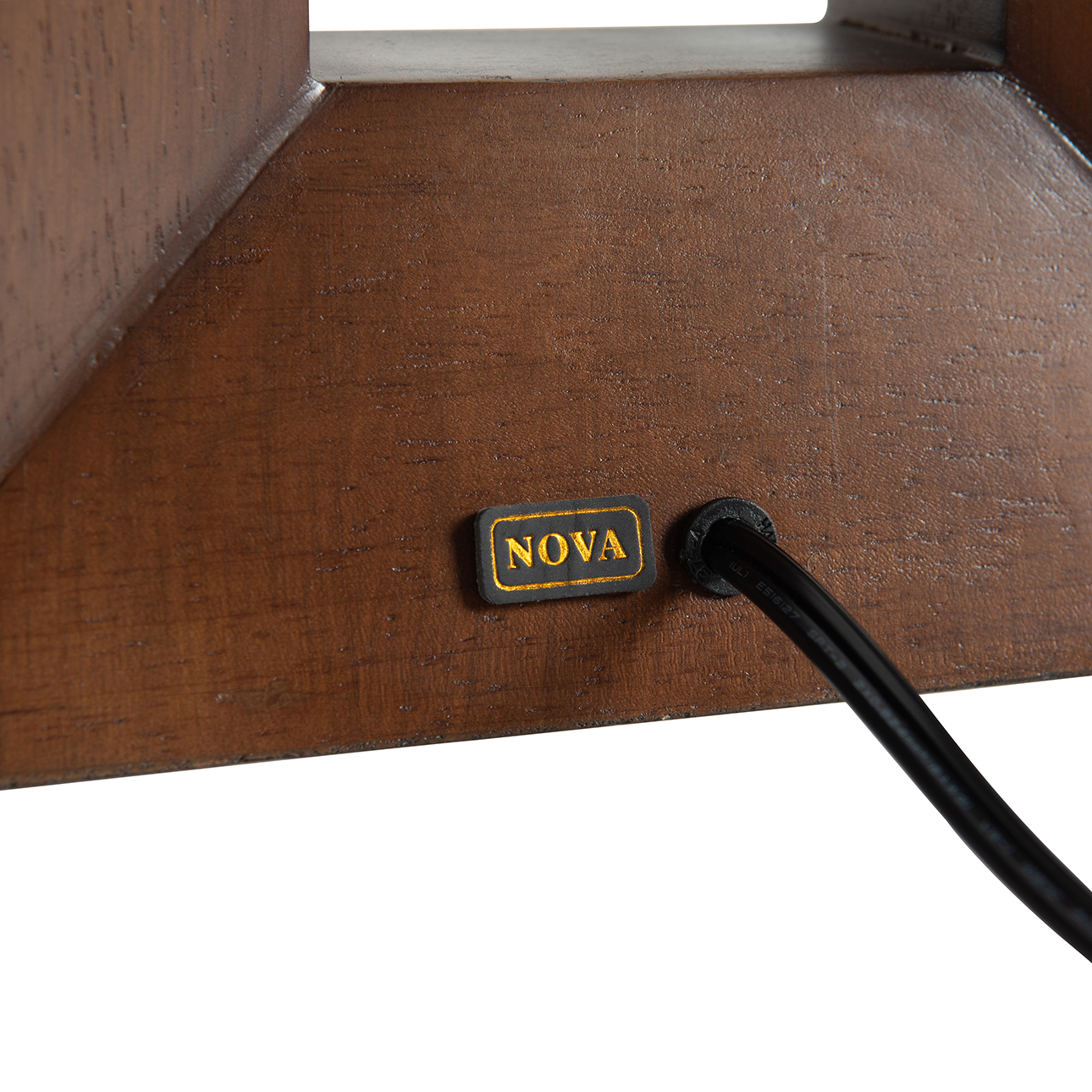 Julie Standing Table Lamp in Dark Walnut/Ebony Wood with Warm Glow