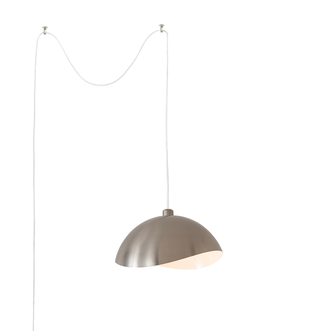 Luna Bella Swag Lamp, Satin Nickel/White-Luna Bella Leaf Shade, Satin Nickel, Dimmable, for Living Room or Bedroom