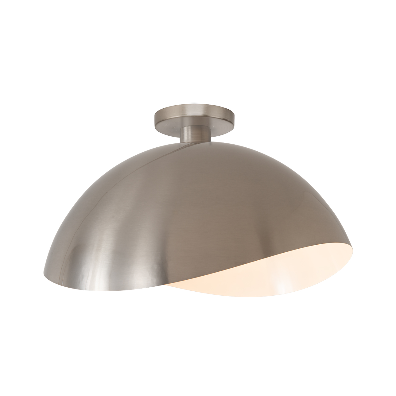 Luna Bella Flush Mount, Satin Nickel/White-Luna Bella Shade, Satin Nickel