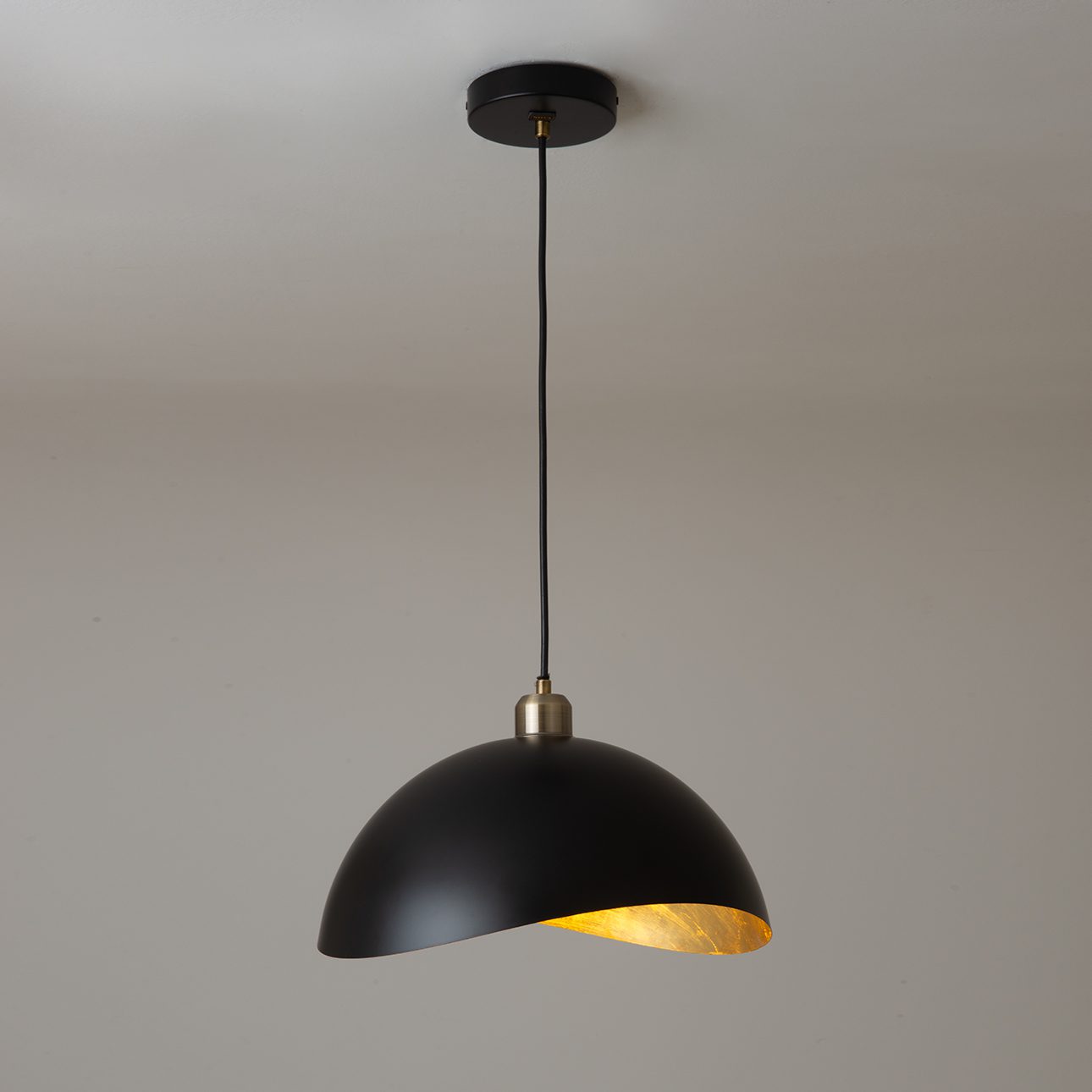 Luna Bella Pendant Light Large - Matte Black, Weathered Brass