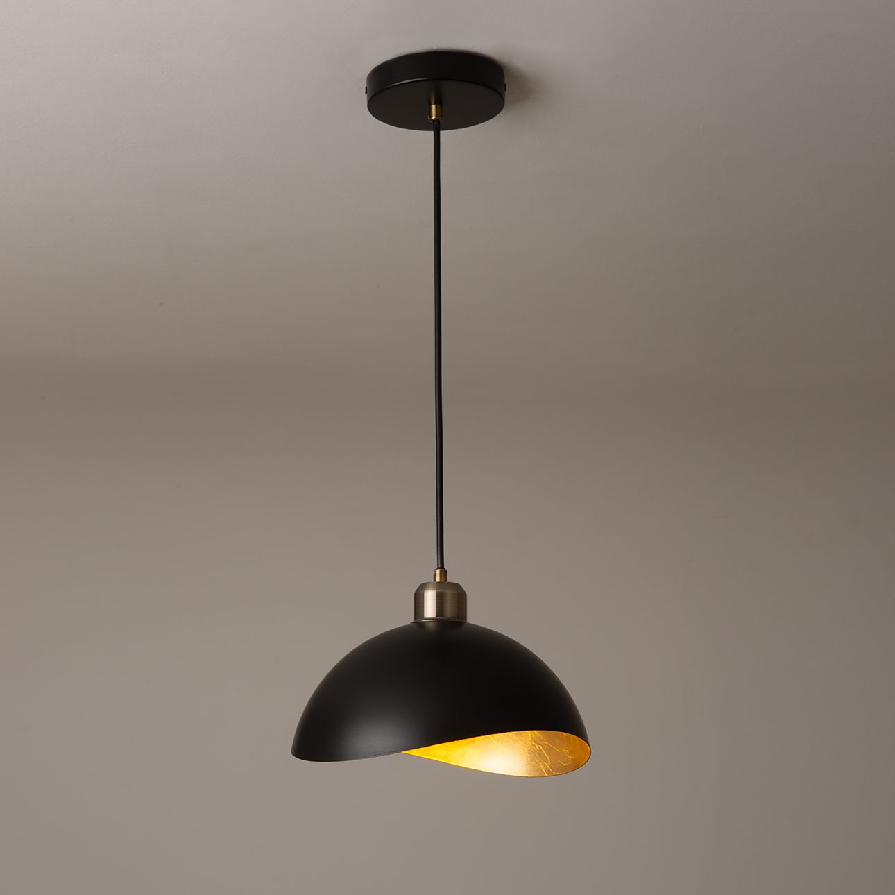 Luna Bella Pendant Light Small - Matte Black, Weathered Brass