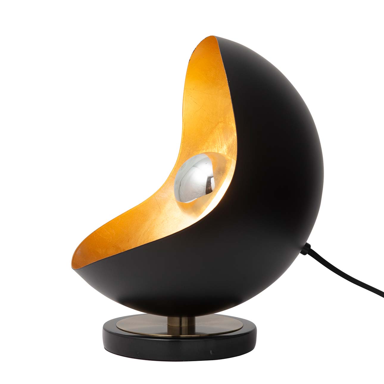 Luna Bella Accent Table Lamp in Matte Black and Gold Leaf