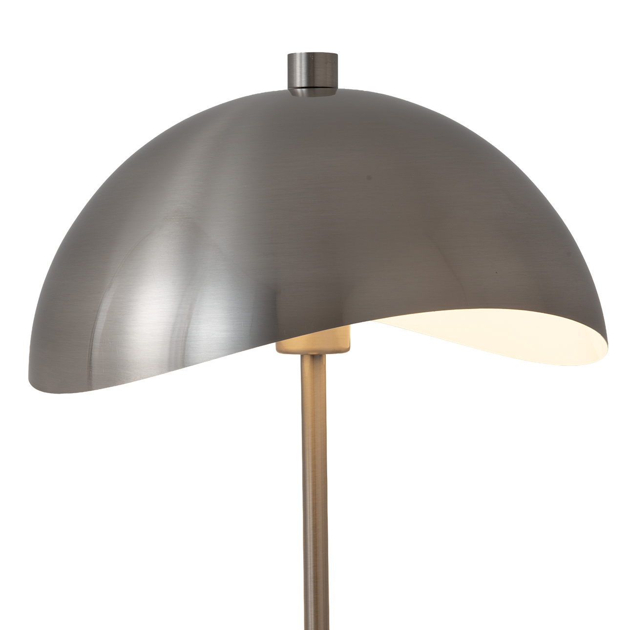 Luna Bella Slimline Table Lamp – Satin Nickel Steel, Black Marble Base, Matte White Steel Shade, Dimmable, Bulb Included