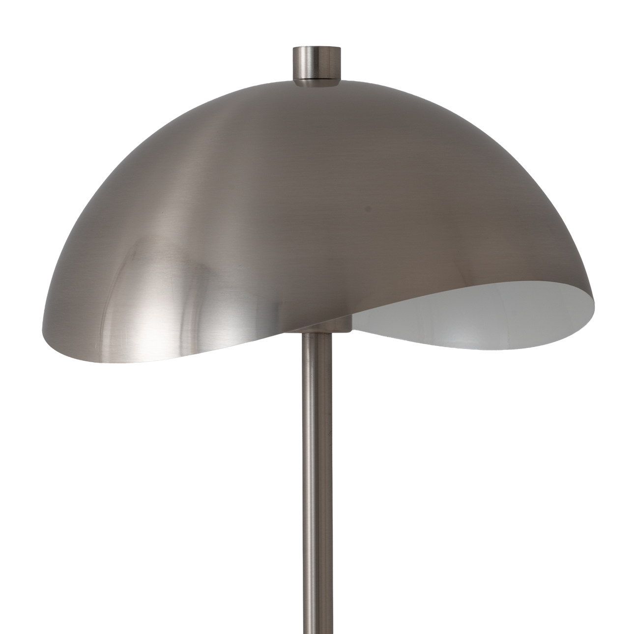 Luna Bella Slimline Table Lamp – Satin Nickel Steel, Black Marble Base, Matte White Steel Shade, Dimmable, Bulb Included
