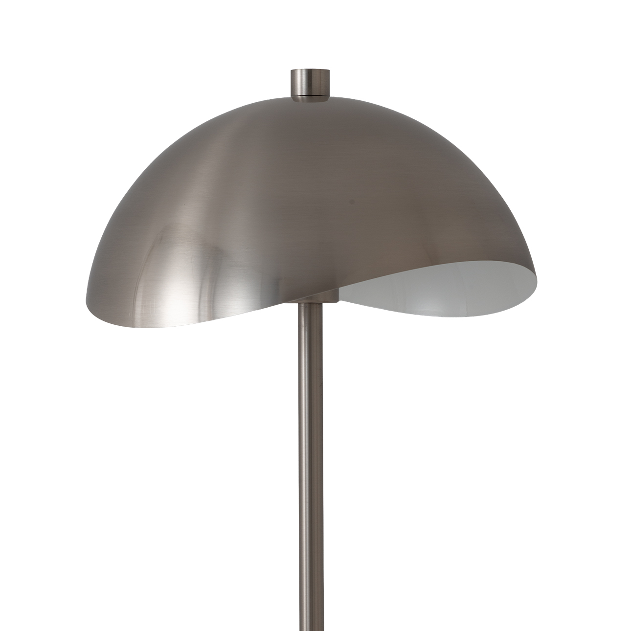 Luna Bella Slimline Floor Lamp – Satin Nickel Steel, Black Marble Base, Matte White Steel Shade, Dimmable, Bulb Included